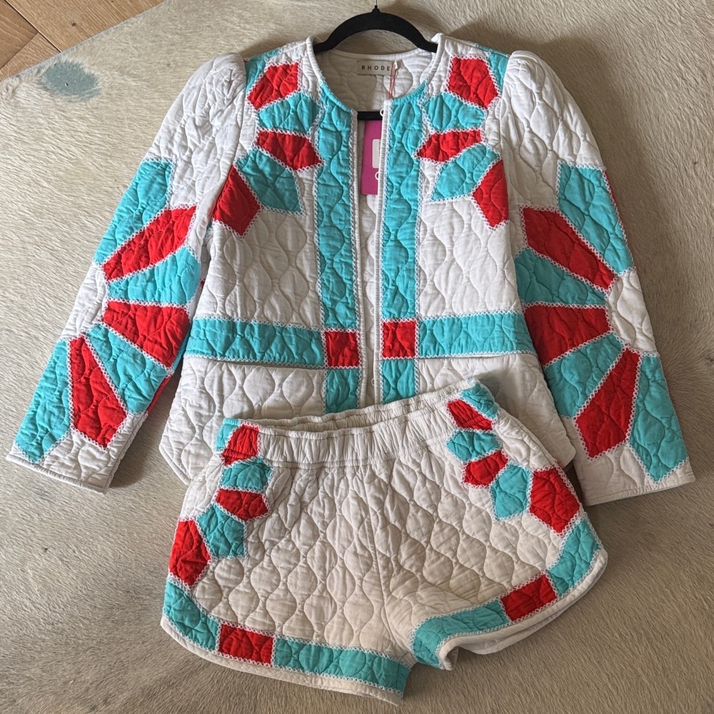 RHODE Colorful Quilted Jacket and Shorts Set